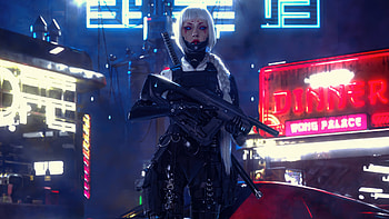 Aku Sayang, anime-girl, anime, scifi, guns, artist, artwork, digital-art, artstation HD wallpaper