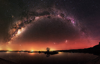 Milky Way Reflection: Stunning Nebula and Galaxy Landscape, landscape, reflection, Milky Way, nebula, galaxy HD wallpaper