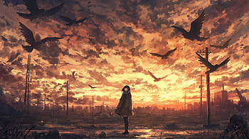Evening Hangout, artist, artwork, digital-art, pixiv HD wallpaper