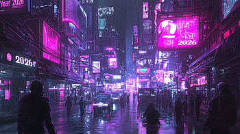 2026 Futuristic Purple City, futuristic city, purple, 2026 HD wallpaper