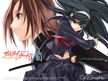 samurai guard, white, black, school girls, cute, ga graphic, dress, pretty, samurai, cool, girls, funny, katana HD wallpaper