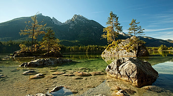 amazing clear lake, mountains, clear, rocks, lake HD wallpaper