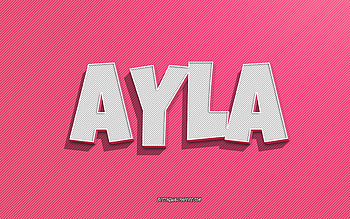 Ayla, pink lines background, with names, Ayla name, female names, Ayla greeting card, line art, with Ayla name HD wallpaper