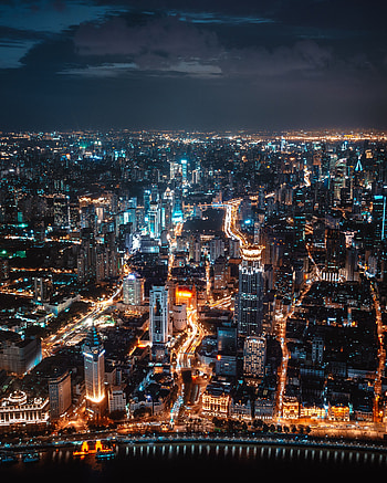 City Lights, Cities, View From Above, Night City, Skyscrapers HD phone wallpaper