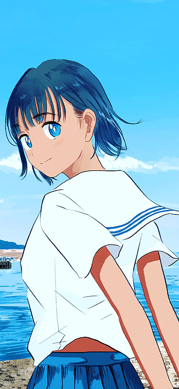Summertime Render, sky, hair, mio, kofune, girl, anime, schoolgirl HD phone wallpaper