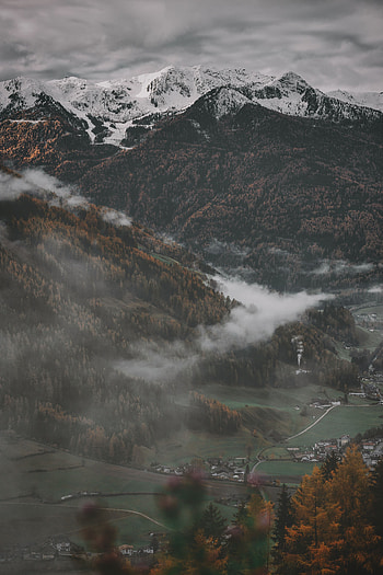 Nature, Trees, Sky, Mountains, View From Above, Vertex, Fog, Tops HD phone wallpaper
