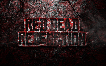 Red Dead Redemption logo, grunge art, Red Dead Redemption stone logo, red stone texture, Red Dead Redemption, grunge stone texture, Red Dead Redemption emblem, Red Dead Redemption 3d logo HD wallpaper
