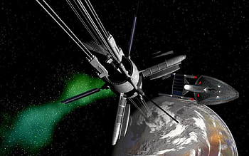 star trek, starship, planet, stars, gas cloud, probe HD wallpaper