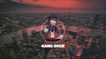 Game Over, in , Anime landscape, Red eyes HD wallpaper