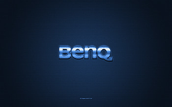 Benq logo, blue shiny logo, Benq metal emblem, blue carbon fiber texture, Benq, brands, creative art, Benq emblem HD wallpaper