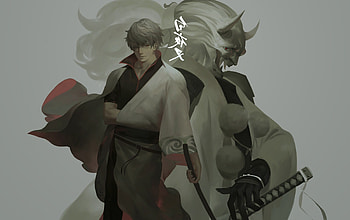 Gintoki Sakata, Demon katana, Intense gaze, Gintama warrior HD wallpaper
