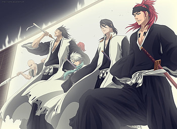 Gotei 13, zaraki, color, hitsugaya, gotei13, bleach, digital, anime, ioshik, renji, byakuya, deviantart HD wallpaper