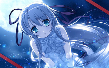 Anime, Moon, Eyes, Girl, Hair HD wallpaper