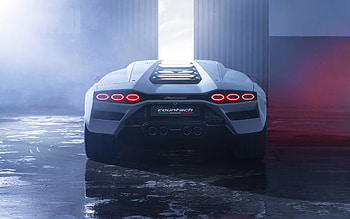 Lamborghini Countach LPI 800-4, 2022, rear view, taillights, exterior, new white Countach, LPI 800-4, supercar, Italian sports cars, Lamborghini HD wallpaper