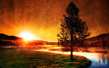 Landscape, Sunset, Art HD wallpaper