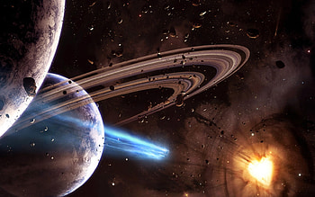heart in space, planets, galaxy, scifi, graphy, space, heart HD wallpaper