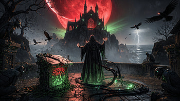 Evil Bloodmoon Citadel -, Evil, Blood Moon, Dark Fantasy HD wallpaper