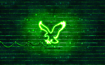 American Eagle Outfitters green logo, , green brickwall, American Eagle Outfitters logo, brands, American Eagle Outfitters neon logo, American Eagle Outfitters HD wallpaper