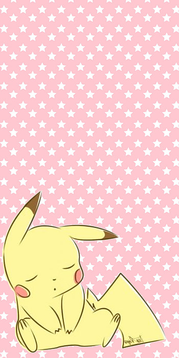 Sleeping Pikachu, animé, Pokémon, cute, rosa, estrellas HD phone wallpaper