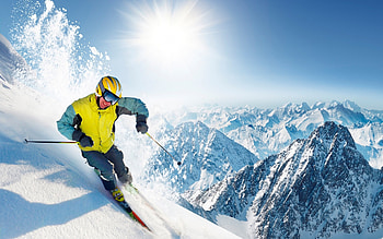 Mountain skiing , Winter sports adventure, Extreme snowboarding, Breathtaking scenery HD wallpaper