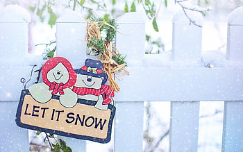:), winter, snowman, iarna, fence, quote, couple, card HD wallpaper