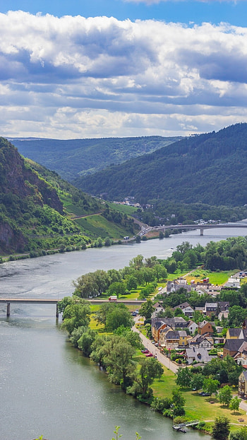 River, Village HD phone wallpaper