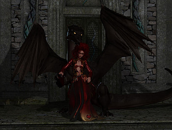 Woman and Dragon, dragon, fantasy, 3d, woman HD wallpaper