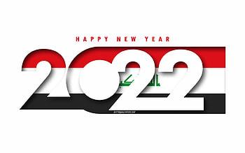Happy New Year 2022 Iraq, white background, Iraq 2022, Iraq 2022 New Year, 2022 concepts, Iraq, Flag of Iraq HD wallpaper