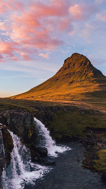 Waterfall, Luck Iceland, luck, iceland HD phone wallpaper