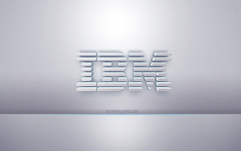 IBM 3d white logo, gray background, IBM logo, creative 3d art, IBM, 3d emblem HD wallpaper