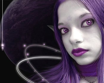 Mystery by endelva, purple, choker, moon, eyes, girl, hair HD wallpaper