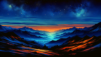 Starry Sky Mountain Sunrise, mountain, landscape, sky, night HD wallpaper