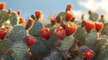 Blooming Prickly Pear Cactus, nature, Cactus Flower, prickly pear cactus, cactus, flower HD wallpaper