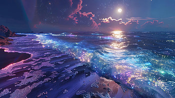 Sea Spark Reflection Clouds, reflection, sea, clouds, moon, artist, artwork, digital-art HD wallpaper