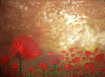 Poppy Field Art, art, poppy, field, red HD wallpaper