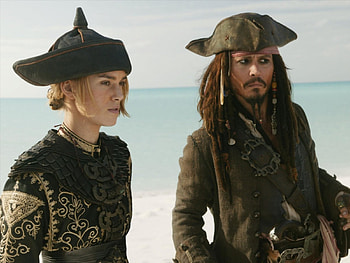 Elizabeth Swann and Captain Jack Sparrow!, actor, depp, johnny, movie HD wallpaper