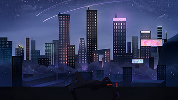 A Lone Watcher In The City, artist, artwork, art, digital-art, cyberpunk, cityscape, deviantart HD wallpaper