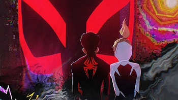 Gwen And Miles In Spider Man Across The Spider Verse, spider-man-across-the-spider-verse, gwen-stacy, miles-morales, spiderman, 2023-movies, movies HD wallpaper