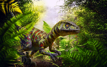 dinosaur, jungle, Monolophosaurus, 3d dinosaur, drawings of dinosaurs, forest HD wallpaper