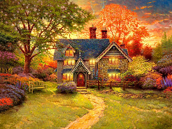 house in the park, garden, lights, park, house HD wallpaper