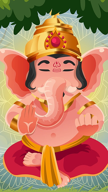 Ganpati Bappa, Cute, Ganesh Ji, Painting HD phone wallpaper