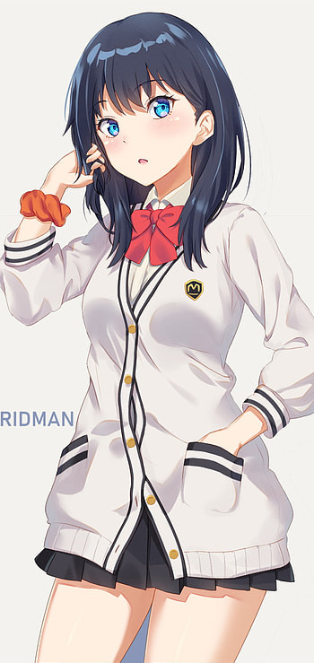 Rikka Takarada — Blushing Blue‑Eyed (SSSS.Gridman), blue eyes, blush, face, Anime HD phone wallpaper