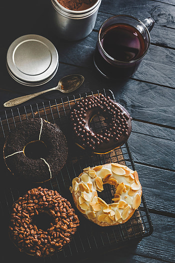 Food, Sweet, Bakery Products, Baking, Glaze, Tea Drinking, Tea Party, Donuts HD phone wallpaper