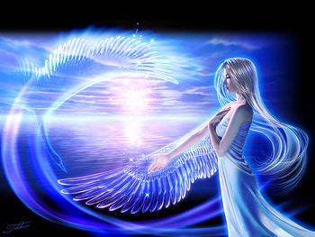 Beauty of Wings, angel, chill, 3d, abstract, fluid, takaki, game, sunset, wings, sea, art, girl, yin, fairy, anime, fantasy, cool, women, dream HD wallpaper