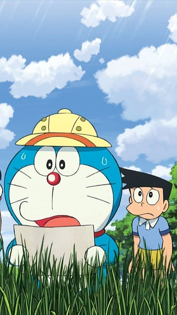 Shinchan And Doraemon, Clouds Background HD phone wallpaper