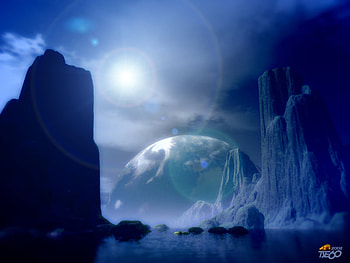 view from my earth, blue, cg, planet, space, sky, rocks HD wallpaper