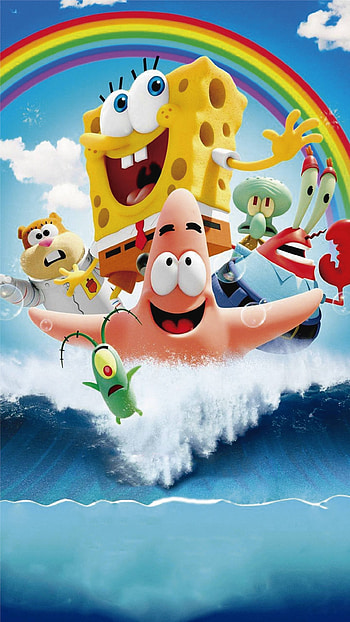SpongeBob, cloud, rainbow HD phone wallpaper