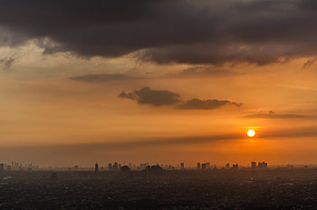 Nature, Sunset, Sky, Sun, City HD wallpaper