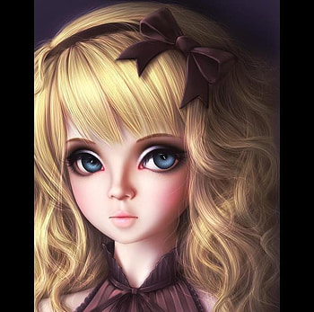 Her Eyes, blonde, eyes, cute, girl, digital art, beauty, doll, fantasy, pretty, face, eye HD wallpaper