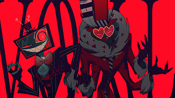 Valentino Vox Red Background Hazbin Hotel HD wallpaper